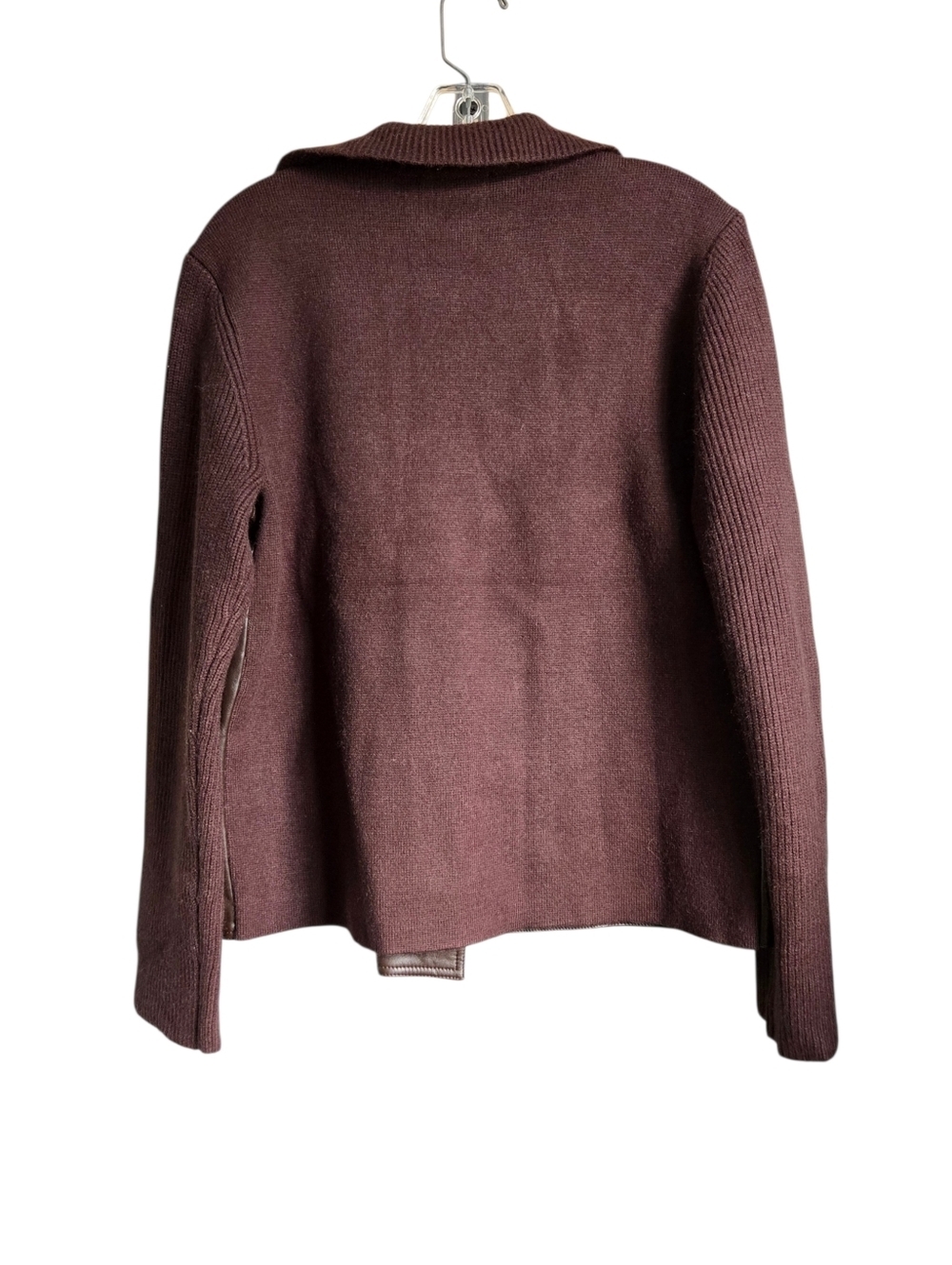 Ann Taylor Mixed Media Faux Leather Moto Sweater Jacket, Large - Picture 8 of 8